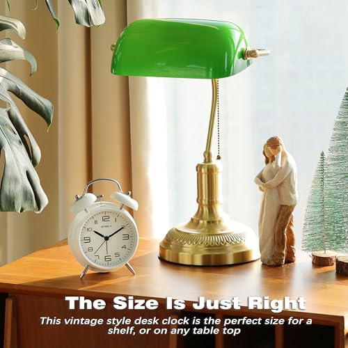 Image of AYRELY Super Loud Alarm Clock for Heavy Sleepers Adults, Metal 4.5 Inches | Twin Bell Retro, Silent Non-Ticking Quartz with Backlight, 3D Raised Number Dial, Alarm Clocks for Bedrooms and Bedside