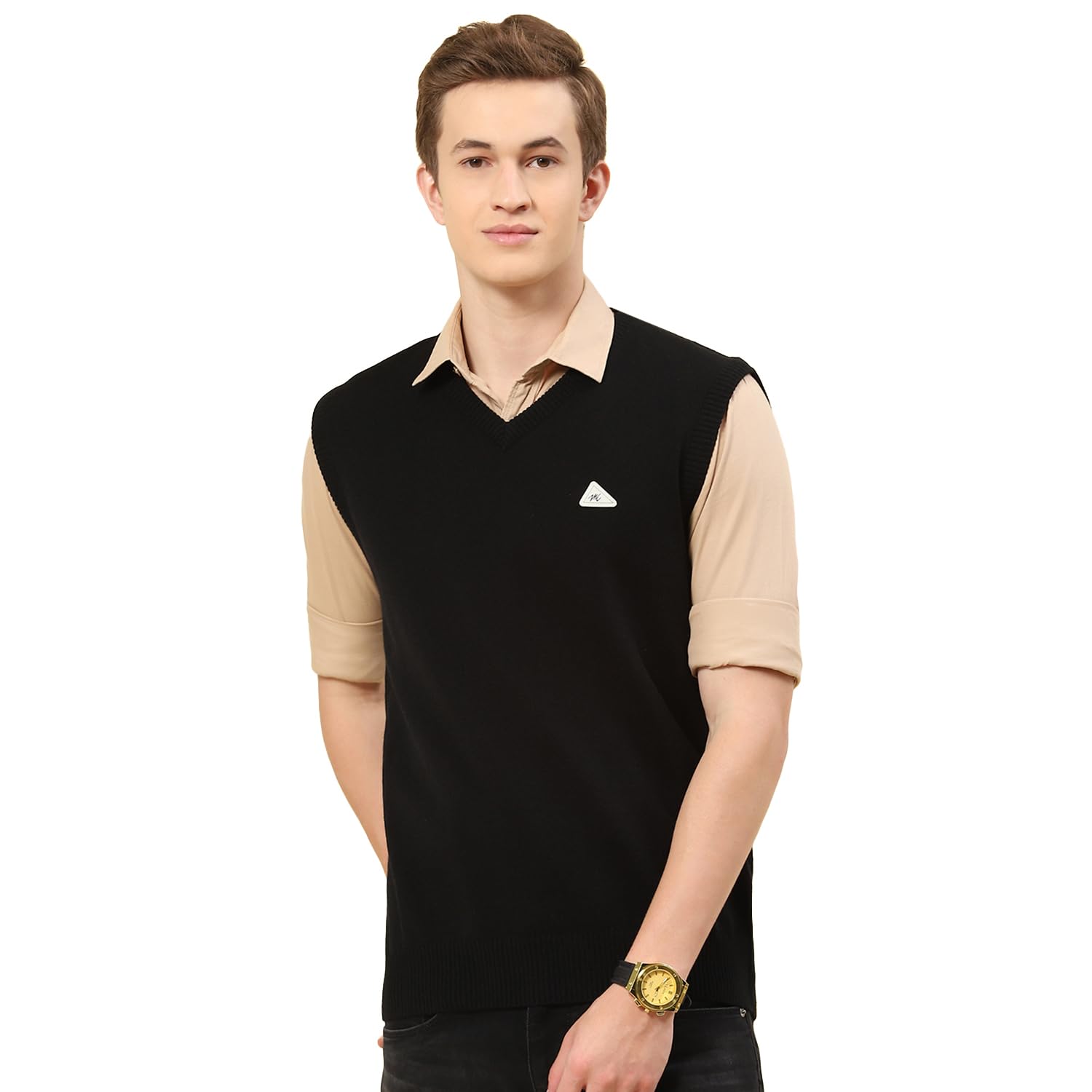 monte carlo Mens Solid Wine V Neck Sleeveless Sweater_1240521SL-1146-picture-10
