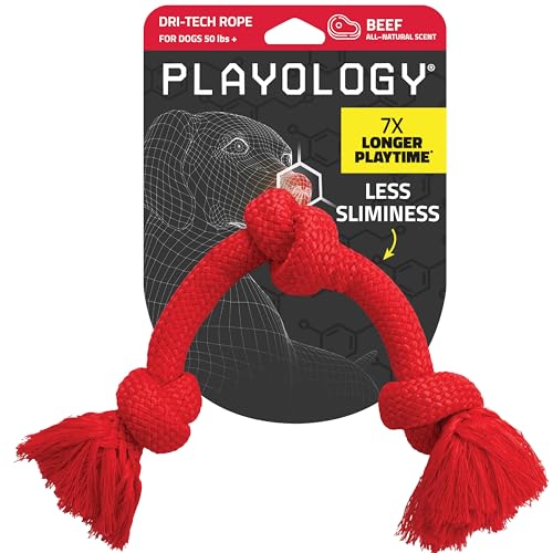 Playology Rope Toys for Dogs | Tug of War Dog Toy for Aggressive Chewers | Beef Scented Dog Toys | Jumbo Rope Toy for Interactive Play