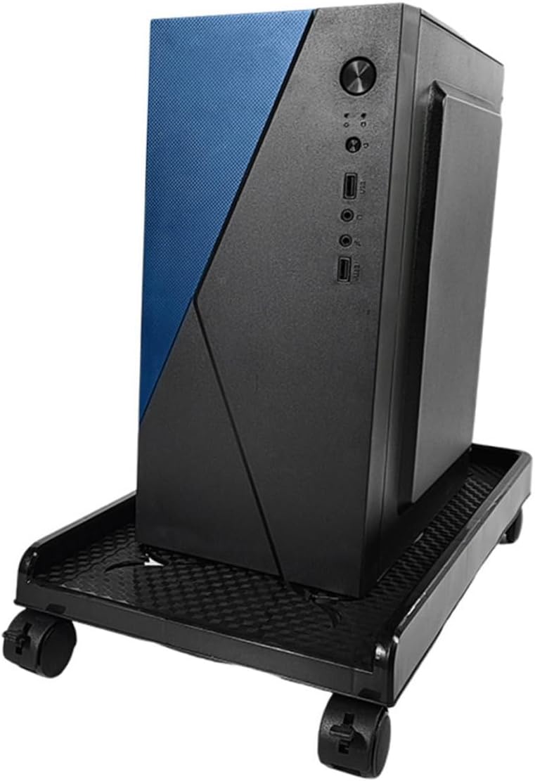 Alipis Mobile Computer Tower Stand with Casters Heavy Duty CPU Holder Riser for Improved Airflow and Cable Management Lockable Floor Cart for Office and Gaming Desktops