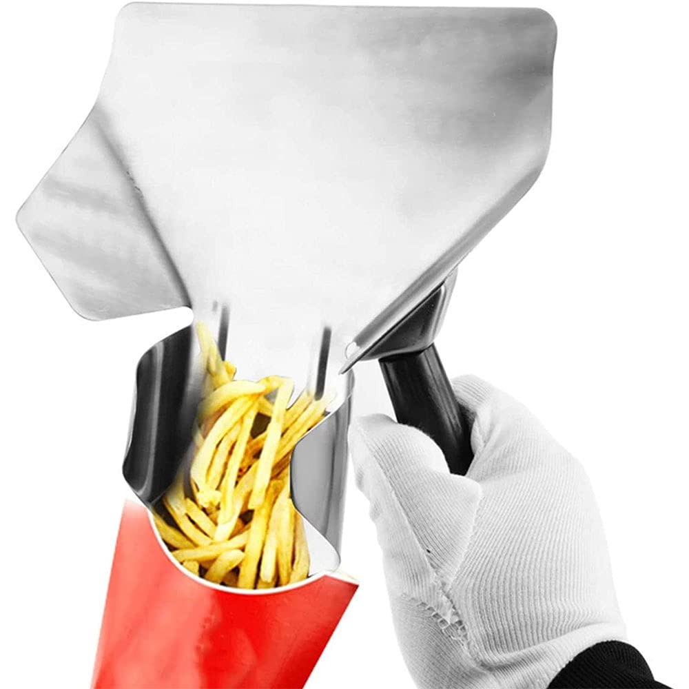 Pala per patatine fritte ANCLLO,Scooper per frittare in acciaio inox,Scoop francese in acciaio inox con doppie maniglie,Bagger frittura francese con manico destro