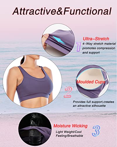 Image of RUNNING GIRL High Impact Sports Bras for Women,Racerback Running Bra Workout Crop Tank Tops Longline Sports Bra Push up
