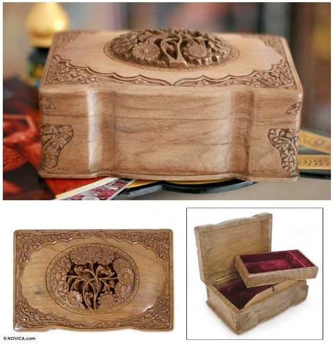 Miniatura 2 de NOVICA - Joyero victoriano de madera de nogal