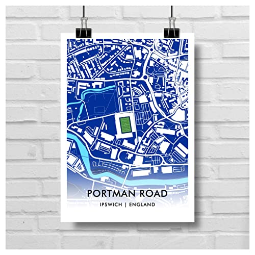 Plano artístico de Portman Road de Ipswich Town: lámina decorativa de fútbol ITFC 2