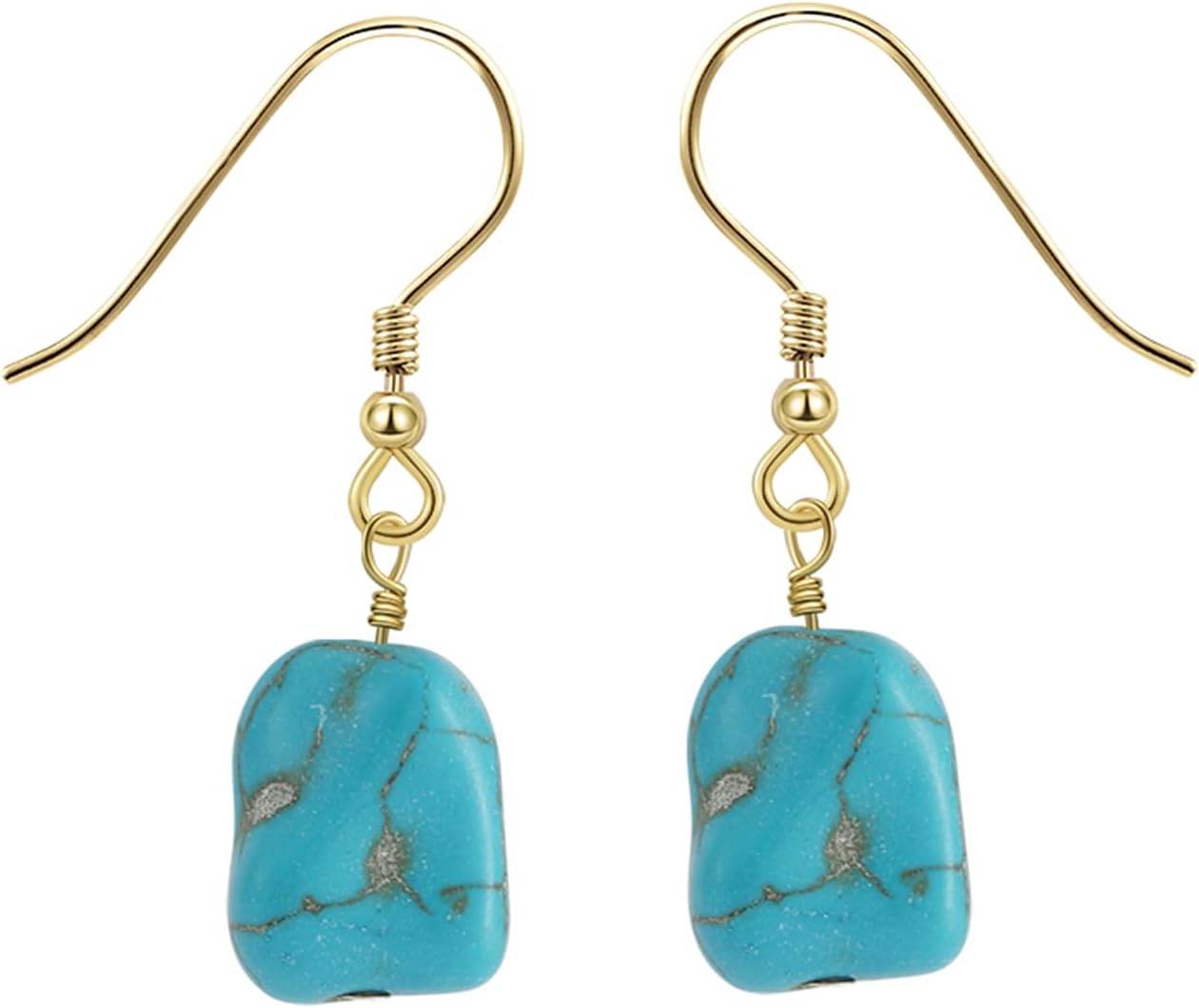 Turquoise Dangle Earrings Vintage 925 Sterling Silver Irregular Gemstone Drop for Women Gift