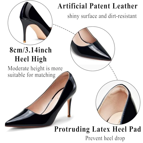 Elisabet Tang 3 in Classic Pointy Pull on Heeled Wedding Pumps - Comfortable Stiletto Closed Toe Dress Heels for Prom Work2