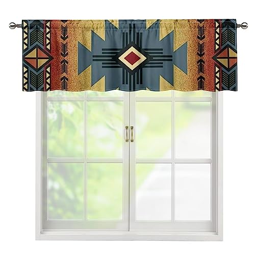 HUIACONG Navajo American - Cenefas de ventana étnicas bohemias del suroeste, cortinas cortas opacas...