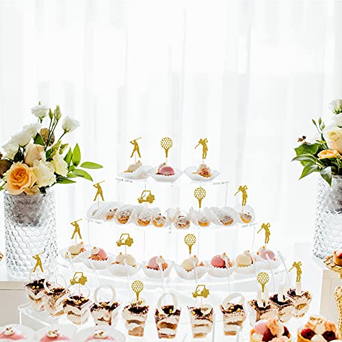 Gold Glitter Golf Cupcake Toppers - Golf Themed Cupcake Decorations - Baby Shower, Birthday Or Retirement Party Cupcake Decorations （24 Pcs） #TOP5