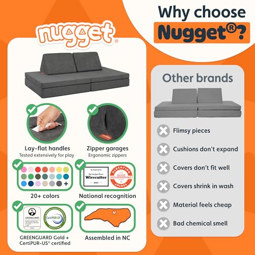 Image of Nugget - The Original Play Couch for Kids - Modular Foam Children's Sofa for Playroom, Imagination, & Creative Open Ended Play - Washable & Convertible Playroom Furniture, Harbor