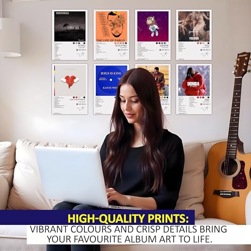 Image of WONDER HUB Wall Posters 8x12 inch (A4 Size) Included Self Adhesive on Back Wall Decor Posters Wall Art For Bedroom, Living room, Office, Dining Room (Kanye West)