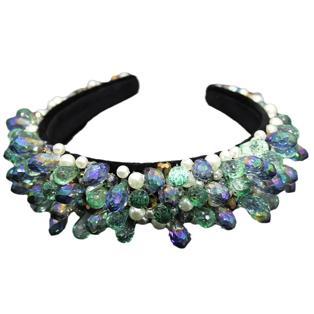 Cerchietto per capelli da donna vintage con strass e perle, diademi per capelli accessori da sposa 5