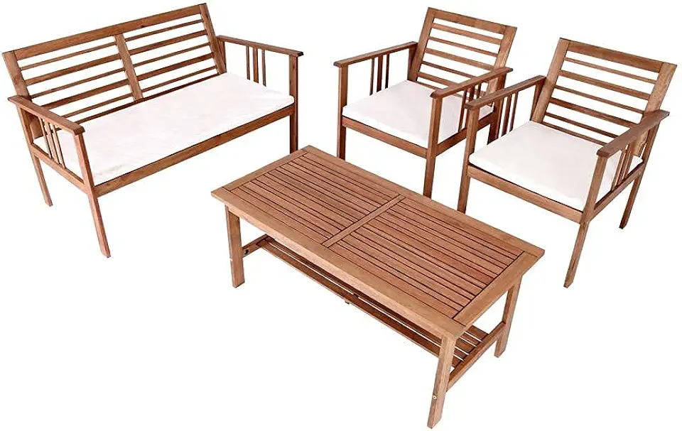 Conjunto de móveis em madeira para Jardim 4 peças ALF Móveis