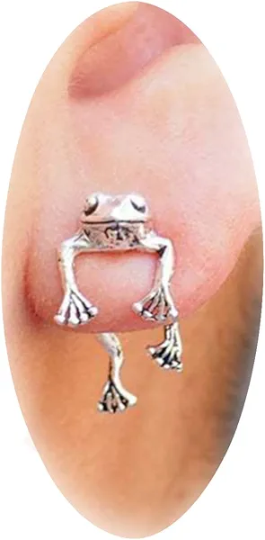 Frog Earrings for Women Christmas Stocking Stuffers Vintage Frogs Shaped Stud Earrings Funny Cute 3D Animal Earrings Jewelry Gifts