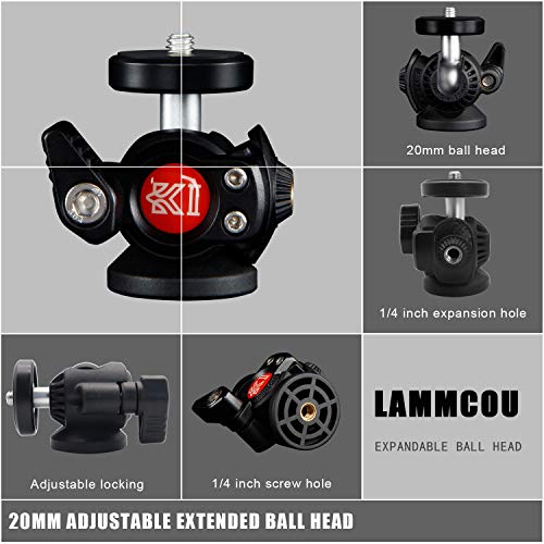 Lammcou Mini Tripod Ballhead 360 Degree Rotatable Tripod Head with Dual Kugelkopf Mini Magic Arm & Screw Coverter for DSLR Cameras Tripods Monopods Rig Vlogging Live Streaming Accessories