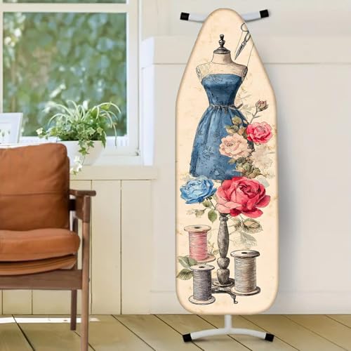 Image of Nuxovilar Vintage Sewing Floral Ironing Board Cover 15x54 Polyester | Iron Pad Scorch Guard laundry helper protective board shield home laundry room craft studio (Sewing Elements)