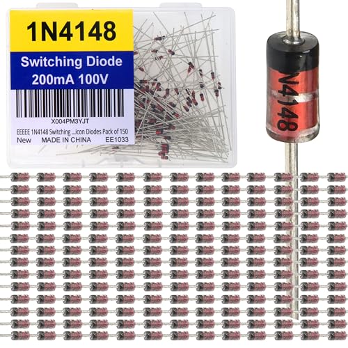 EEEEE 1N4148 Switching Diode (150pcs) 200mA 100V 100 Volt 200 MILLIAMP 0.2A IN4148 4148 Electronic Silicon Diodes