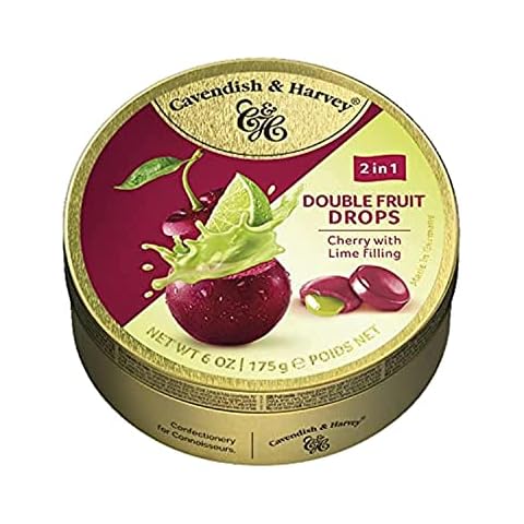 Cavendish & Harvey Double Fruit Drops Cherry with Lime Filling: Kirsch-Bonbons mit flüssiger Limettenfüllung (1 x 175g) Cover