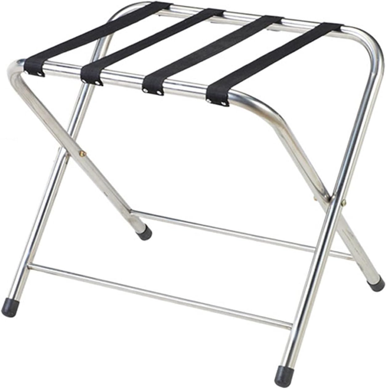 Portaequipajes Plegable de Metal para habitación de Invitados, Resistente Soporte para Maletas con Correas de Nailon, para Uso en hoteles y hogares, Acabado Plateado, solución de almacenamie