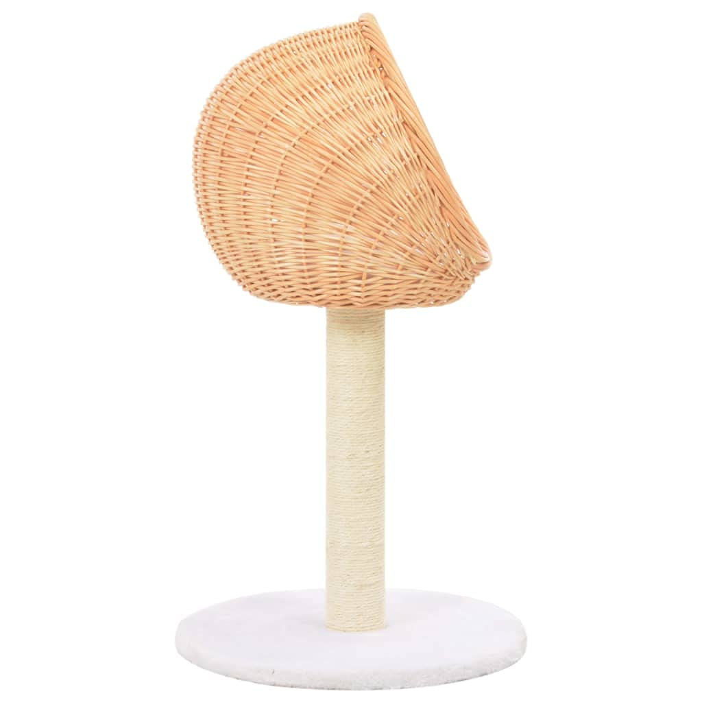 Kratzbaum Naturholz mit Weidenkorb, Katzenkratzbaum 73 cm klein, Kratzsäule mit Sisal und abnehmbarem Kissen für Katzen, natürliches Weidenholz Kletterbaum für Wohnung