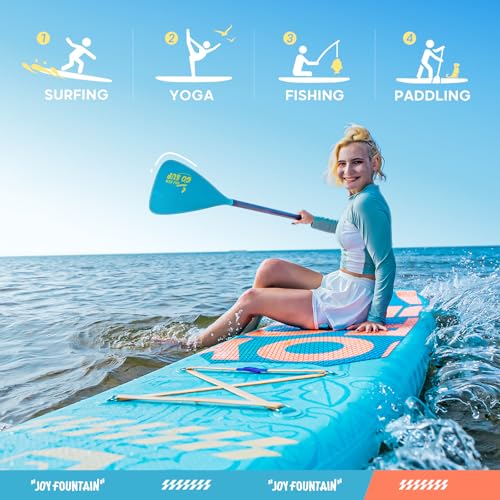 Image of Inflatable Paddle Board,10.8'x31.5 inchx6 inch Stand Up Paddle Boards,Premium SUP Board Paddle with Removable Fin, Floating Paddle, Hand Pump, Waterproof Bag for Adults & Youth