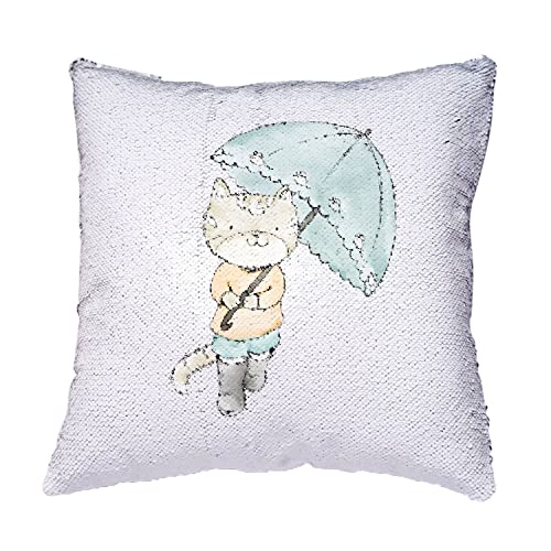 Coussin Sequin magique Chat Aquarelle cadeau idéal pour passionnés de félins - 4