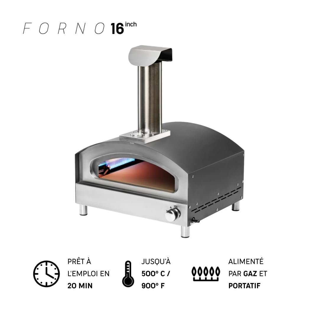 Forno Four à Pizza Gaz 16 avec 4 Ustensiles de Cuisson - Extérieur Balcon Terrasse Jardin