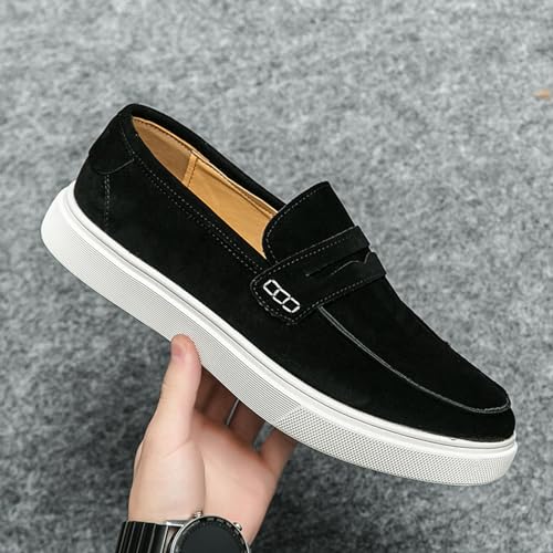 Men's Fashionable Business Anti Suede Loafers Retro Comfortable Suede Lightweight and Breathable Casual Boat Shoes 7