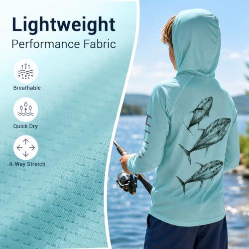Image of Palmyth Boys Fishing Shirt UPF 50+ Youth Long Sleeve Shirts with Hooded