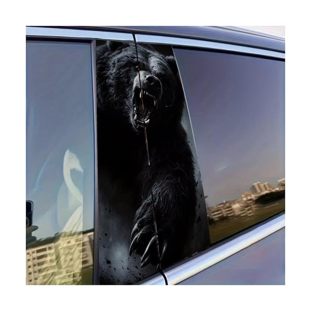 Body Parts 2pcs Car Door Pillar Decoration Sticker Furious Bear Glossy Protective Polyethylene Film