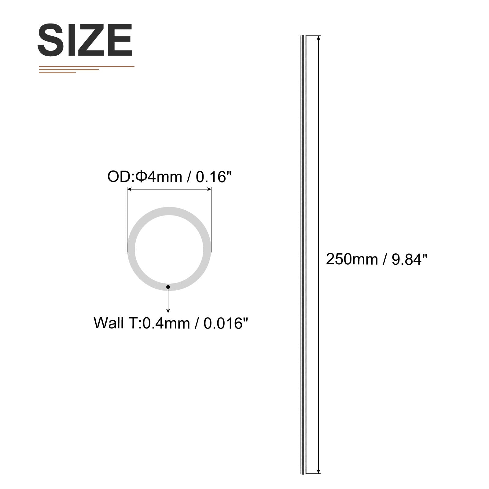 DTGN 4 mm x 0,4 mm x 250 mm (ODxWall TXL) Rura ze stali nierdzewnej 304 - 4-pak - dobra do urządzeń maszynowych - polerowane metalowe rurki