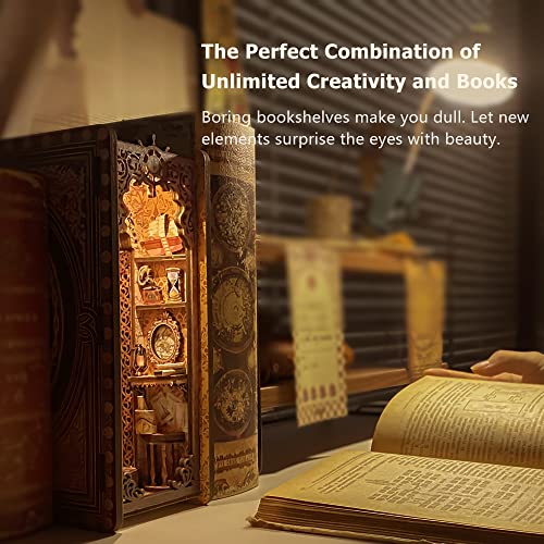 Image of CUTEBEE Book Nook Kit, DIY Booknook Miniature House Tiny House 3D Wooden Puzzle Dollhouse Kit for Adults and Teens, Bookshelf Insert Decor, DIY Craft Gift Model Build