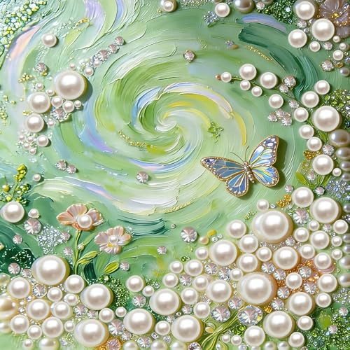 Butterfly Vortex DIY Pearl Painting Kit, 3D Textured Handmade - for Living Room, Study, Relaxing Creative Project, Present for Friend with Frame 12x12in