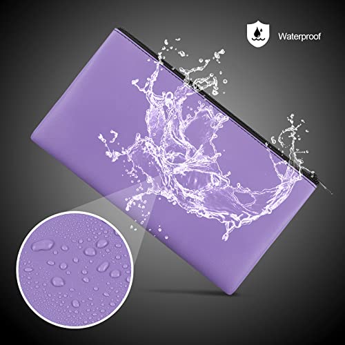 Image of 4Pack Money Bag 11 X 6 inch, Safe Durable Waterproof Bags With Zipper for Cash, Coin Pouch PU Leather Bank Bag for Checks, Makeup, Bills, Receipts (Purple)