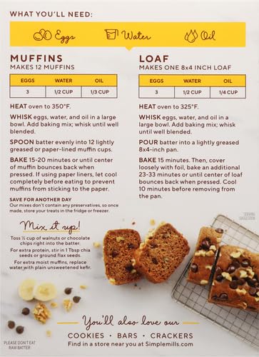 Image of Simple Mills Almond Flour Baking Mix, Banana Muffin & Bread Mix - Gluten Free, Plant Based, Paleo Friendly, 9 Ounce (Pack of 2)