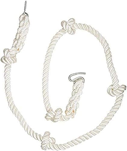 Swing Set Stuff Cuerda de escalada anudada de 34" (blanco) con etiqueta adhesiva con logotipo SSS