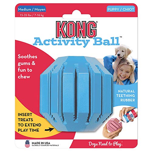 Kong - Puppy Activity Ball - Soft Rubber, Treat Dispensing Dog Toy For Teething Pups (Assorted Colors) - For Medium Puppies #TOP6