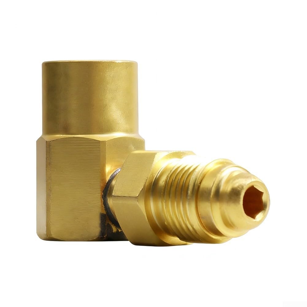 HanOaki AW-407 CGA032 Brass 90 Degrees Elbow Inert Gas Adaptor for Everlast TIG MIG Welders, for ARGON Welder Connector Optimised for Hose Positioning and Space Saving