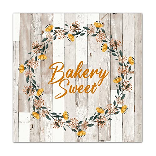 Plaque en bois de boulangerie CustonCares couronne de verdure 40x40 cm