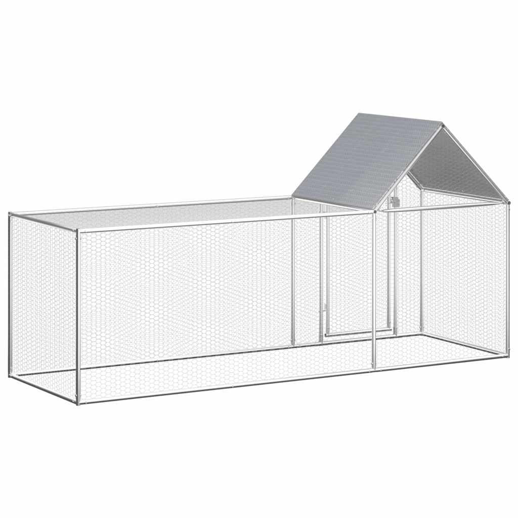 Gallinero de 3 x 1 x 1,5 m de acero galvanizado, estable gallinero con puerta y techo para aves de corral, patos y gansos, color plateado