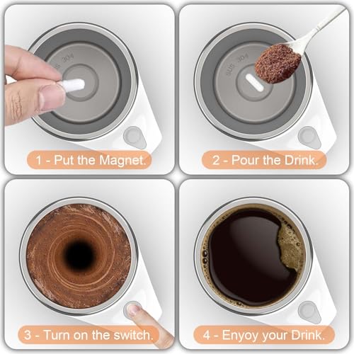 Image of CYANLUX Self Stirring Coffee Mug, Automatic Magnetic Stirring Coffee Mug, Rechargeable Stainless Steel Coffee Mug Electric Mixing Cup with Lid for Coffee Milk Tea (Purple)