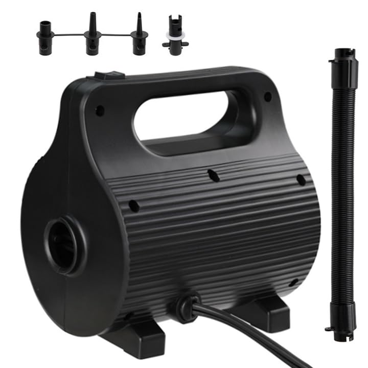 KIKILIVE Tragbare 4-Düsen Luftpumpe 400W-600W | Ultraschnelles Aufpumpen für Matratzen, Pools & Schwimmhilfen (AC220-240V)