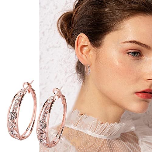 Hoop Earrings for Women 24mm Small Personalized Rhinestone Hoops Statement Accessories Jewelry Gifts for Ladies2