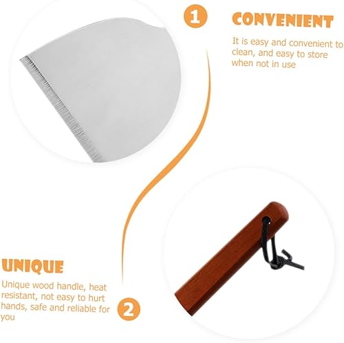 Miniatura 7 de Mango de madera Filete de cocina Espátula de acero inoxidable Turner Grill Herramienta de corte