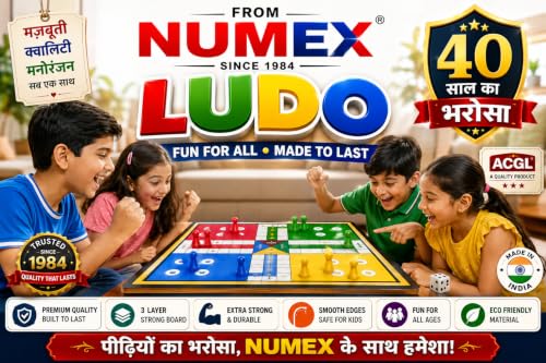 Image of Wooden Ludo & Snakes and Ladders Board Game | 12 x 12 Inch Multicolour 2-in-1 Classic Indoor Family Game for Kids & Adults | Fun & Learning | Made in India