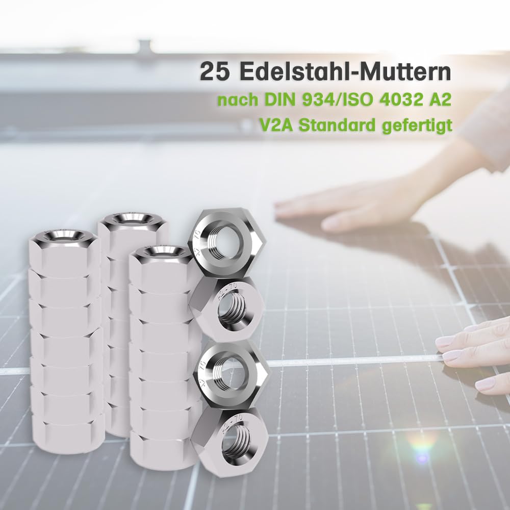 Offgridtec Dadi in acciaio inox A2 V2A, DIN 934/ISO, 25 pezzi, M10