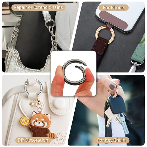 Image of Gkeygo Key Ring Clip, 1 Inch Keychain Rings, 8 Pack Round Carabiner Clip for Keys, Buckle, Bags, Purses - Key Chain Hooks Replacement Keychains Lanyard DIY Crafts - Silver, Gold, Rose Gold, Black