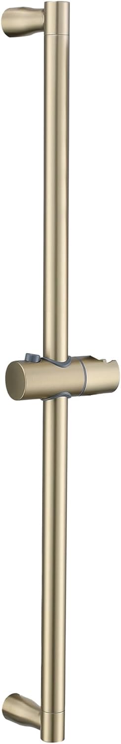 RRAJJ Shower Slide Bar 29 Inch with Adjustable Shower Head Holder, Thickened Pipe SUS 304 Stainless Steel Slide bar for Home and Hotel Bathroom,Screw Wall Mounted (Brushed Gold)