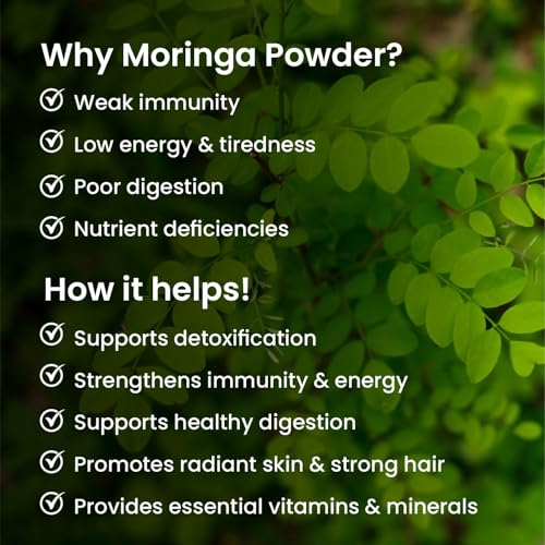 Image of Vlado's Himalayan Organics 100% Organic Certified Moringa Powder - Natural Superfood with 120+ Nutrients, Antioxidants & Vitamins - Drumstick Leaf powder | Herbal Supplement I for Immunity, Digestion & Energy I Rich In Antioxidant & Protein - 200g