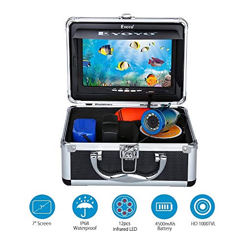 Eyoyo Portable Underwater Fishing Camera Waterproof 1000Tvl Video Fish Finder 7 Inch Lcd Monitor 12Pcs Ir Infrared Lights For Ice Lake And Boat Fishing (50M Cable) #TOP1