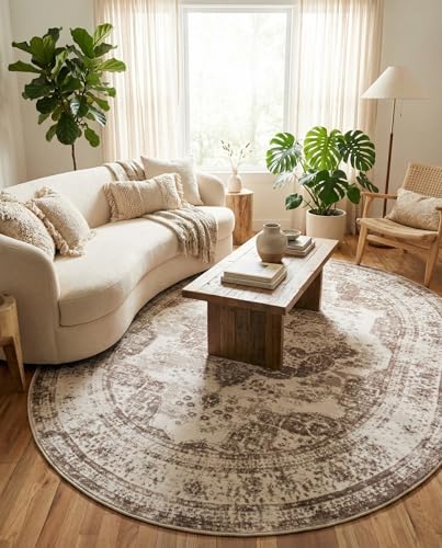 Tapete oval beige de 7 pies 10 x 10 pies Monte Carlo miniatura 4